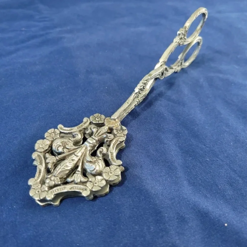 Vintage Italian Fleur de Lis Biscuit or Sugar Tongs